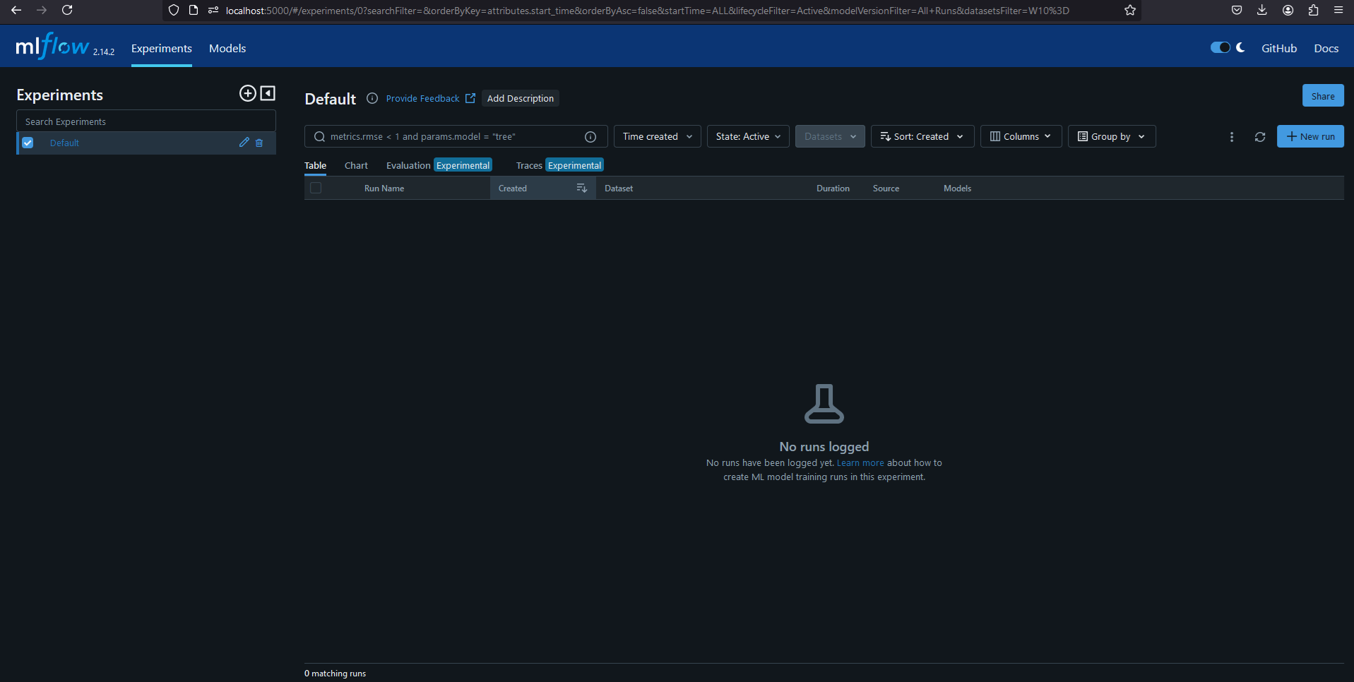 Mlflow UI.